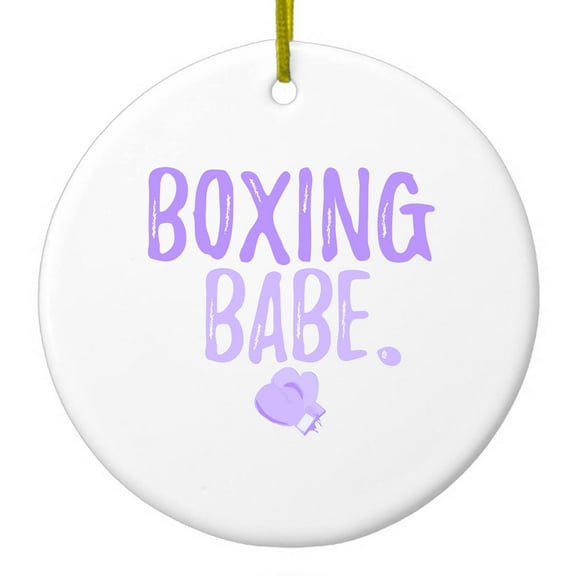 DistinctInk Hanging Ceramic Christmass Tree Ornament with Gold String - Great Gift / Present - 2 3/4 inch diameter - Boxing Babe