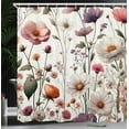 thumbnail image 3 of Ambesonne Floral Shower Curtain, Tender Flowers Garden Scene, 69"Wx84"L, Mauve Sage Green Rose, 3 of 4