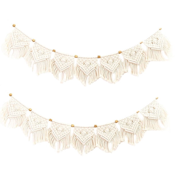 2X Tapiz Tejido con Flecos de Macramé Colgante de Pared Decoración de la Pared Del Hogar Decoración