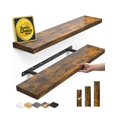 thumbnail image 1 of Juego de 2 estantes flotantes BAYKA de madera rústica de 22,5 cm (marrón rústico), 1 of 9