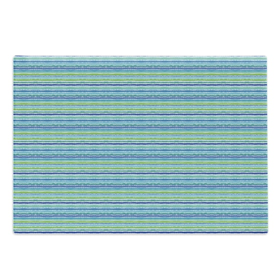 Vintage Stripe Cutting Board, Grunge Funny Horizontal Stripes in Green and Blue Tones Pattern, Decorative Tempered Glass Cutting and Serving Board, in 3 Sizes, by Ambesonne
