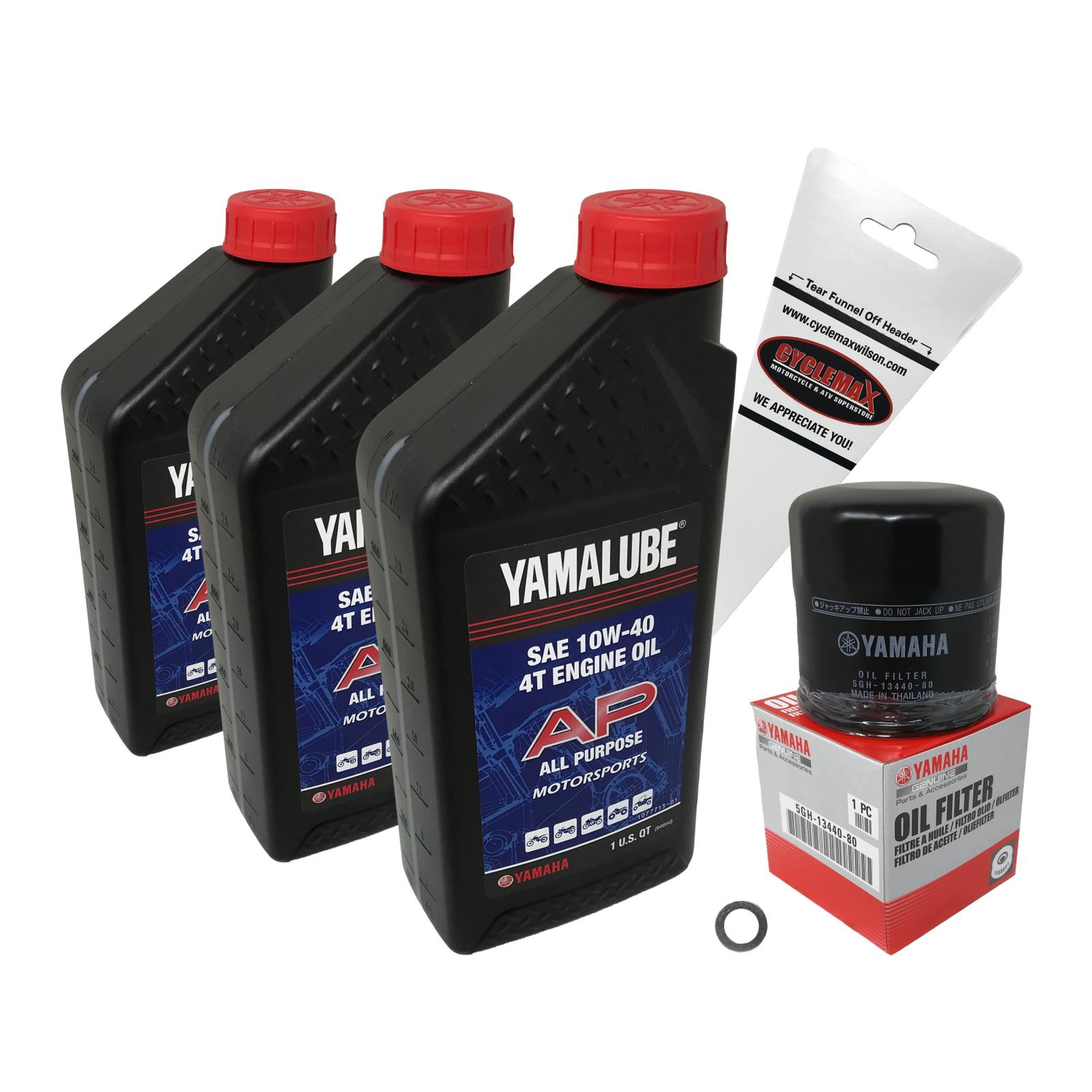 Cyclemax Oil Change Kit for 2007-2010 Yamaha GRIZZLY 450 4X4 with 10W-40 Oil