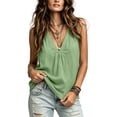 thumbnail image 6 of ClodeEU Women's V Neck Sleeveless Tank Top,Casual Loose Summer Camisole Blouse Green,Women's Plus M, 6 of 7