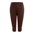 thumbnail image 6 of vigerkar Capri Pants for Women Casual Summer Wide Leg Crop Pants Loose Comfy Elastic Waist Yoga Joggers with Pockets Brown, XXL, 6 of 6