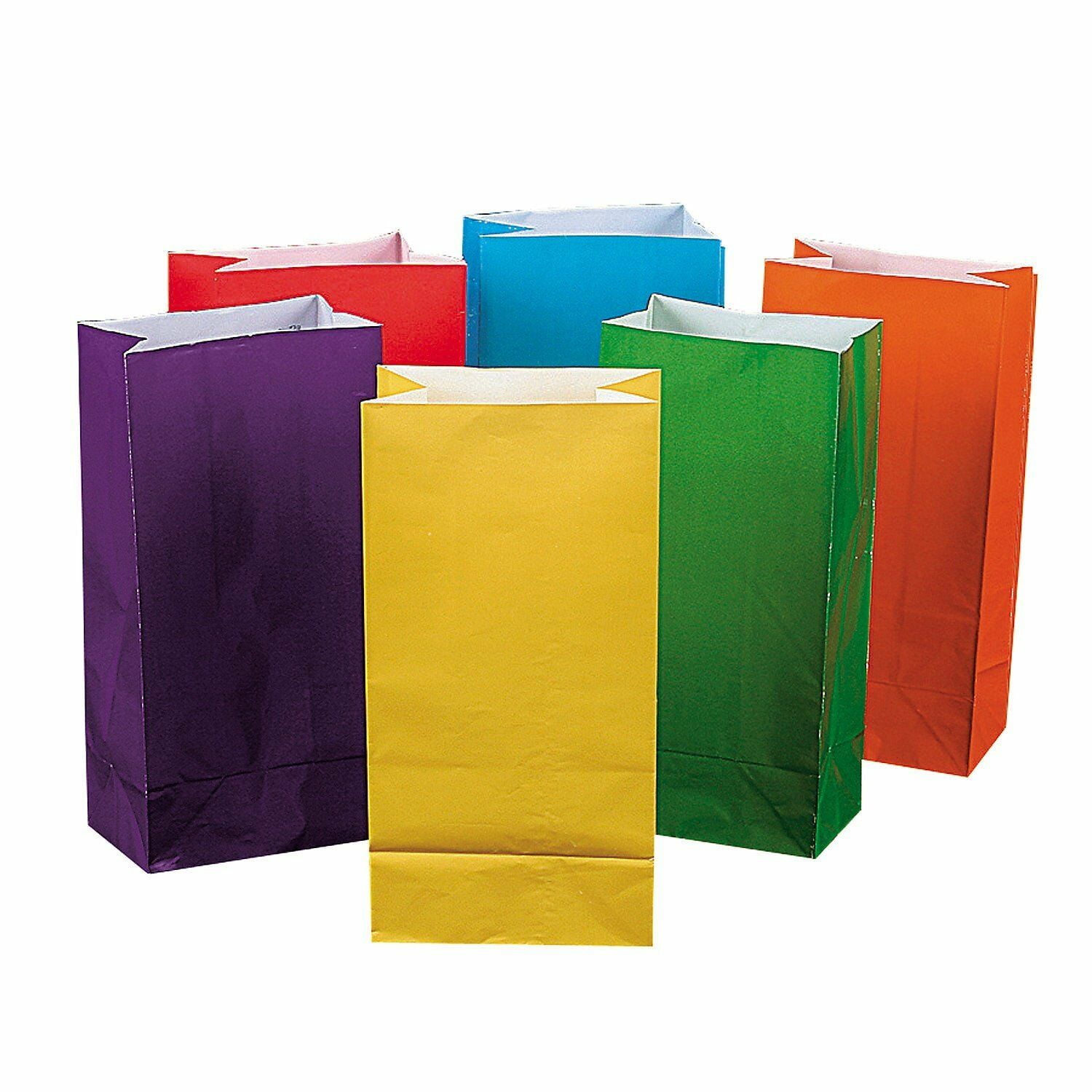 Solid BRIGHT Color Gift Bag Set 12 Bags Color Coordinated Tissue PARTY 32-Pc