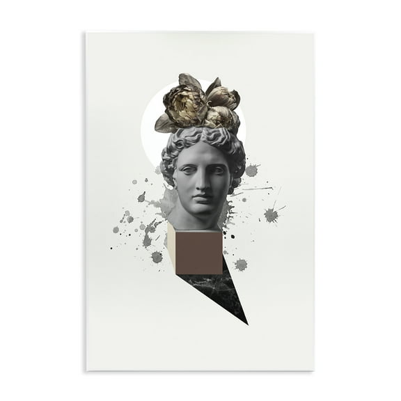 Stupell Industries Modern Statue with Peonies Botanical & Floral Painting Unframed Art Print Wall Art, 10 x 15