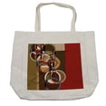 thumbnail image 1 of Modern Art Shopping Bag, Retro Surreal Abstract Circular and Square Shaped Art Lines on Murky Base, Eco-Friendly Reusable Bag for Groceries Beach and More, 15.5" X 14.5", Cream, by Ambesonne, 1 of 2