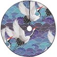 thumbnail image 1 of RYLABLUE Crane Pattern Xmas Christmas Tree Skirt Stand Mat for Holiday Party Decoration Indoor Outdoor 48 inches, 1 of 3