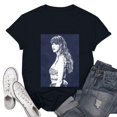 thumbnail image 1 of TayIor Sw1ft Chemises, Tyler Sw1ft Merch, Tyler Sw1ft, Mode Décontractée Imprimée Col Rond Manches Courtes Chemises Blouse Femme Graphique Amateur de Musique TKFASHION Bleu G, 1 of 7