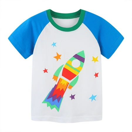 

MXIEZI 2-8Y Boys Short Sleeve T-Shirts Kids Crewneck Pullover Tees Top Toddler Summer Cotton T-Shirt