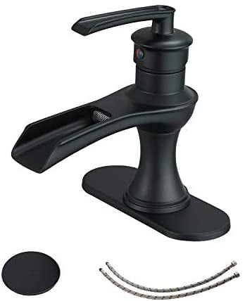Black Bathroom Faucet Matte Waterfall Sink Farmhouse Vanity Single Hole Faucets 