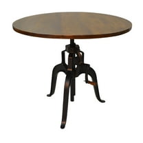 Carolina Living Bentley Adjustable Crank Table - Chestnut Top - Black Base