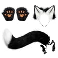 thumbnail image 2 of 4Pcs Plush Ears and Tail Set Gloves Adjustable Costume Anime Cosplay Furry black, 2 of 6