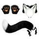 thumbnail image 2 of 4x conjunto de orejas y cola de felpa, orejas de felpa sintética, guantes con pinza para el pelo, disfraz de Cosplay blanco negro Salvador Traje de juego de cosplay, 2 of 6