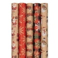 thumbnail image 4 of JAM Paper Christmas Kraft Gift Wrap Papers, Multi-color, (5 Rolls) 2.08 sq ft., 4 of 11