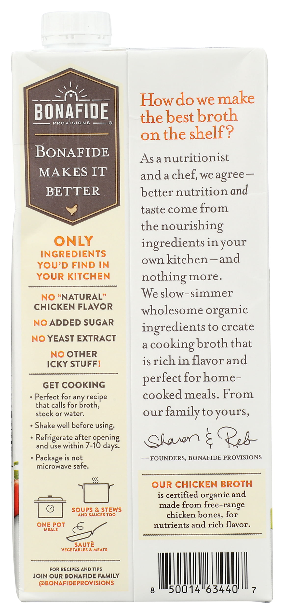 Pack of 6, Bonafide Organic Chicken Broth, 32 fl oz