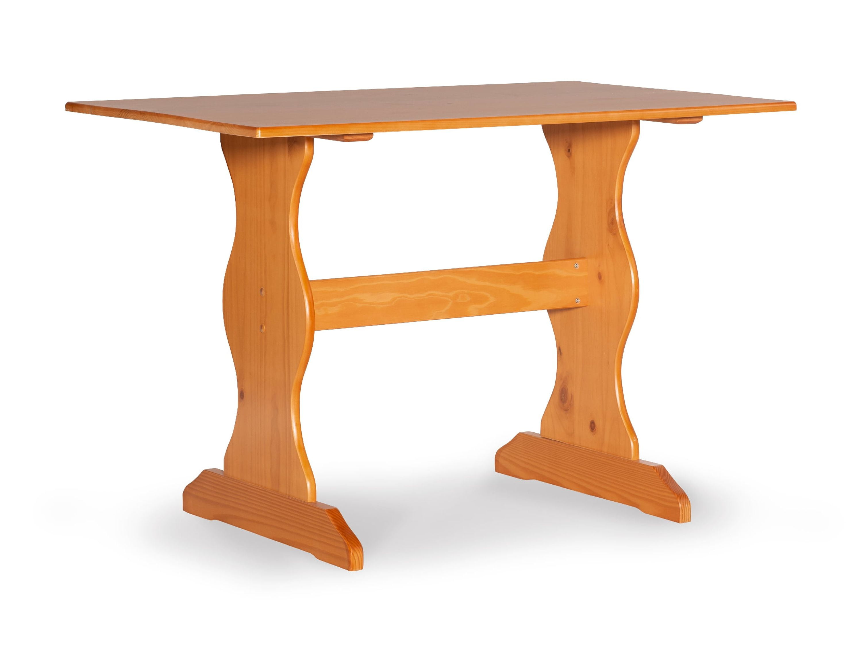 Linon Varden Nook Dining Table, Farmhouse Trestle Base, Solid Pine, Honey Finish, Compact 4-Person Seating