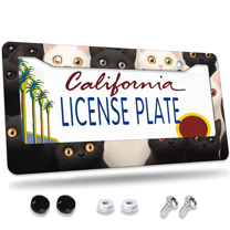 1 Pcs Kittens License Plate Frame, License Plate Cover for Car Decorative Parts, Aluminum License Plate Bracket Holder Rust-Proof Weather-Proof for US Standard Car