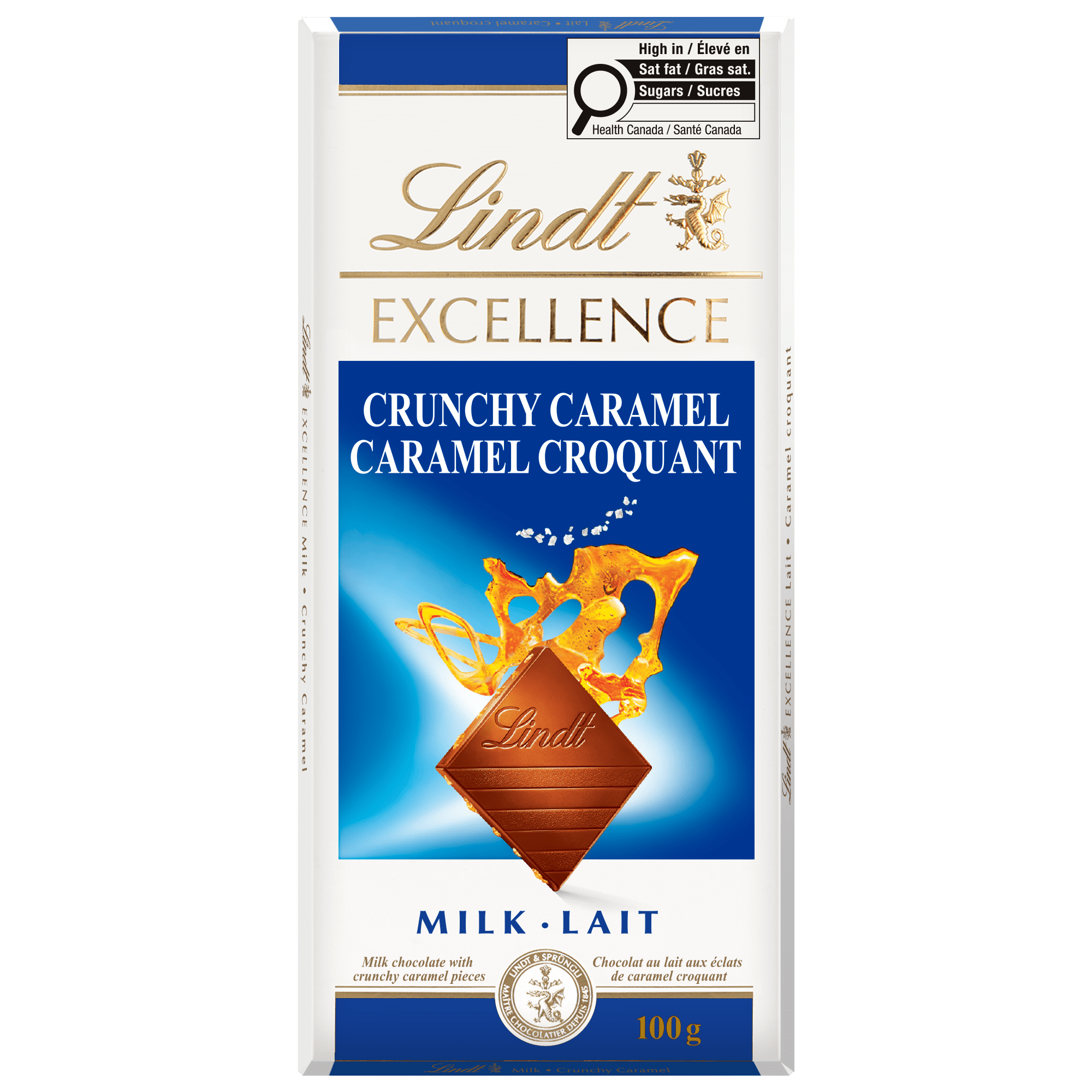 Chocolat au lait Lindt EXCELLENCE Caramel Croquant – Barre (100 g)