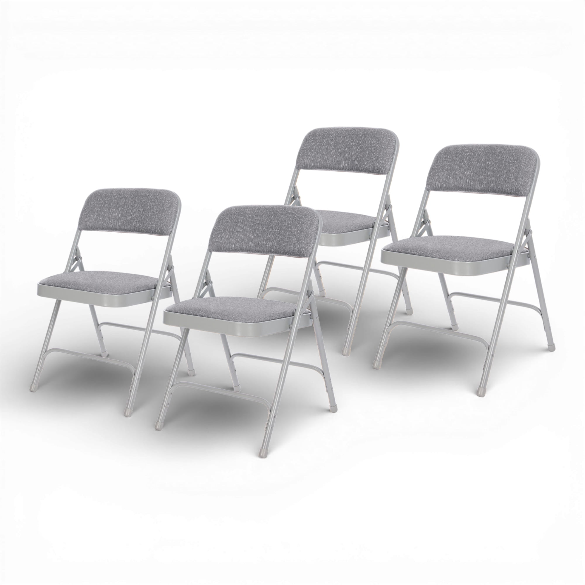 Hampden Furnishings Bernadine Collection Fabric Padded Premium Folding Chair, Grey, 4 Pack