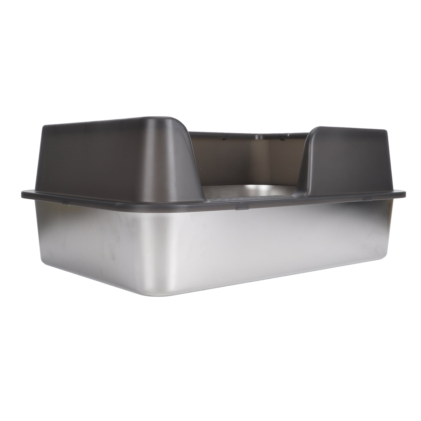 BOKYAN Stainless Steel Cat Litter Box Enclosed High Sided Anti Splashing Pet Pan, Easy to Clean Rectangle Toilet for Small Medium Cats, 20.87 inches / 53 cm Length, Black