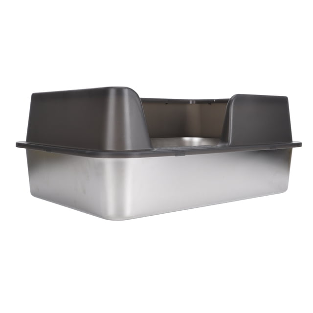 CAJA DE DE ACERO INOXIDABLE, CAJA DE PARA GATOS Extra Grande Con Lado de Pared Alta, Caja de Para Gatos de Metal XL, Fácil de Limpiar, Antifugas, Cerrada