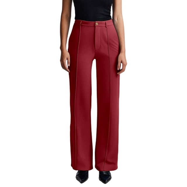 Women's Elastic Button Knit Wide Leg Loose Fit Casual Pants - Comfortable, Versatile & Machine Washable