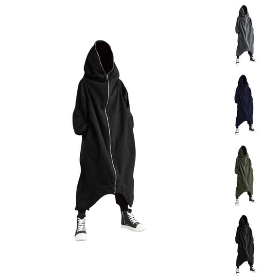 Men's Full Body Hoodie 2025 Fall Winter Long Sleeve Zip Up Long Hooded Sweatshirt with Pockets Jacket Coat Outerwear