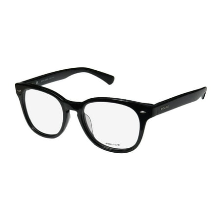 New Police V1739 Mens/Womens Designer Full-Rim Black Frame Demo Lenses 49-18-140 Flexible Hinges Eyeglasses/Spectacles