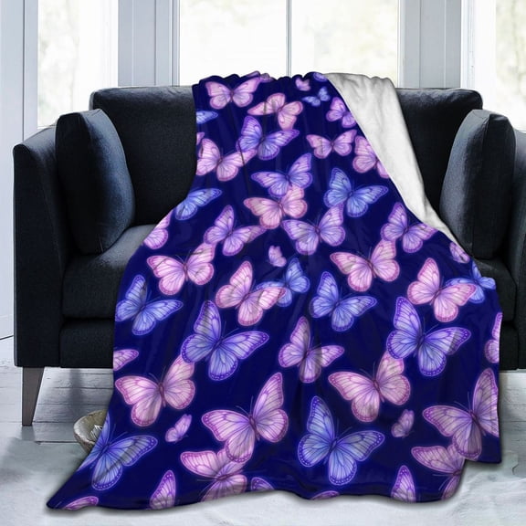 Butterfly Throw Blanket Cozy Flannel Fleece Blanket Air Conditioning Blanket for Living Rooms Sofa 50x40