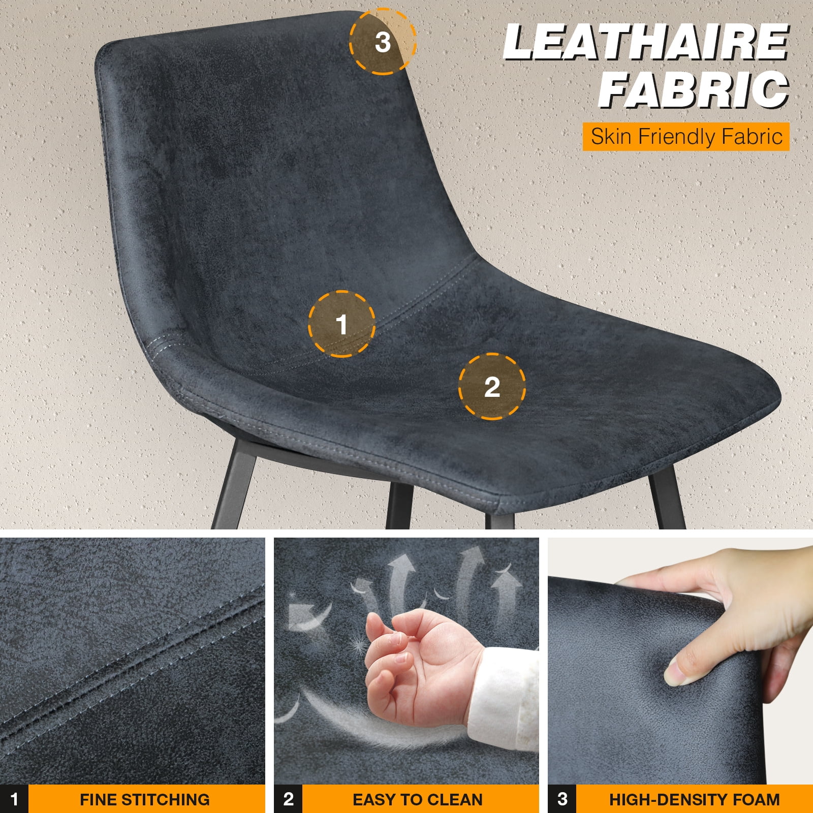 TAVR Furniture 600 lbs Counter Height Bar Stools Set of 3, 24 inch Leathaire Barstools with Back, Bar Chairs with Metal Legs for Kitchen Island, Dining Room, Party Room & Restaurant, (Navy Blue)