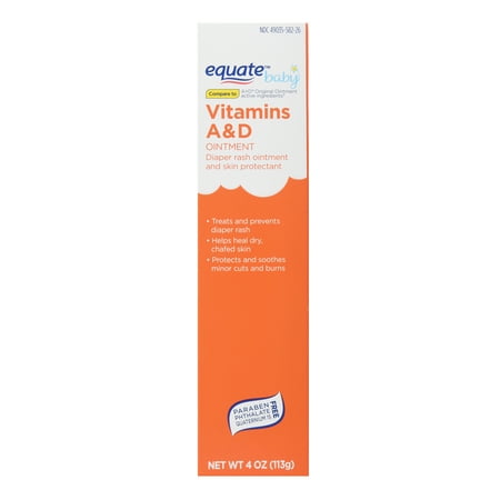 Equate Vitamins A & D Diaper Rash Ointment & Skin Protectant, 4 Oz