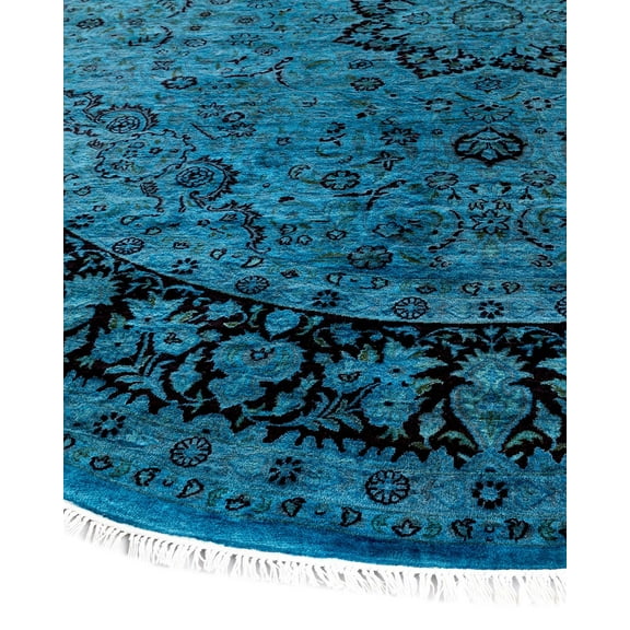 Fine Vibrance, One-of-a-Kind Hand-Knotted Area Rug - Blue, 8' 1" x 8' 2"