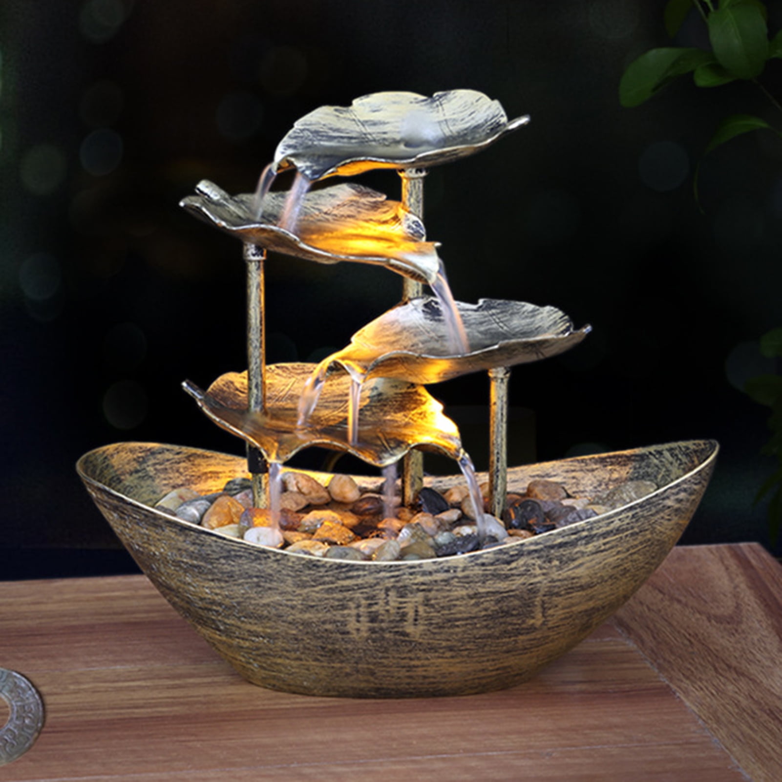 Hesroicy LED Good Details Fountain Desk Decor Realistic Vivid Wood