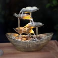 thumbnail image 2 of HomeLife Lotus Leaf Flowing Fountain Decoration for Living Room Screen Foyer Home Decoration LED Atmosphere Night Light Statues Desk Decor, 2 of 13