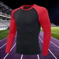 thumbnail image 2 of Awwp Mens Tops Men's Guard Long Sleeves Quick Drying Splice Compression Swim Shirts Round Neck Pullover T Shirt Red XL, 2 of 4