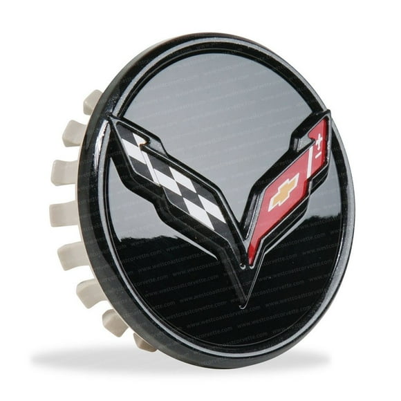 2014 + C7 Corvette Raie - GM Chapeau Central W / Croix Drapeaux Logo - Noir