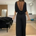 thumbnail image 6 of up to 60% off Gifts Usmixi Jumpsuits for Women Dressy Casual Business Elastic Waist Wide Leg Tank Jumpsuits Overalls Summer Round Neck Sleeveless Solid Long Formal Rompers Black m, 6 of 6