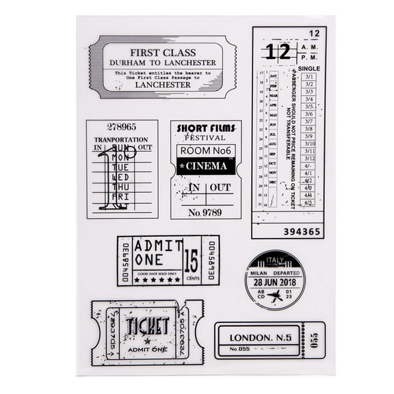 LZBRDY 6.1 by 8.5 Inch Vintage Ticket Calendar Date Postmark Clear Stamps for Scrapbooking Card Making Birthday Thanksgiving Christmas Crafts Silicone Stamps