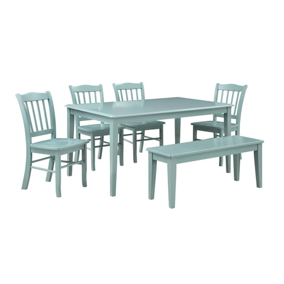Boraam 6-Piece Rubberwood Dining Set with Bench in Aspen Valley Finish