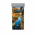 thumbnail image 2 of Ambesonne Nature Fitted Sheet & Pillow Sham Set, River Between Cliffs, Full, Blue Orange, 2 of 3