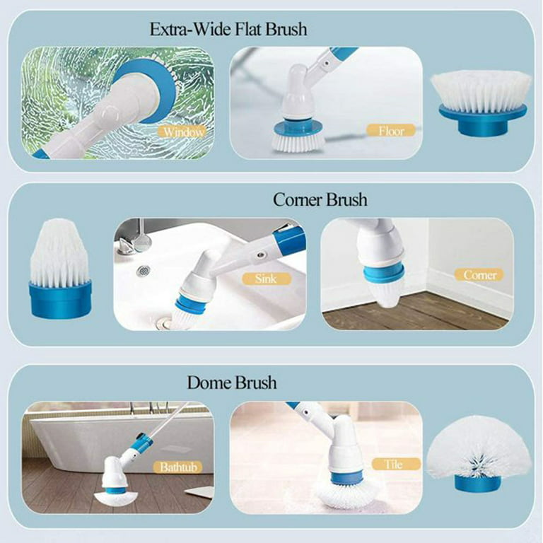 Electric Spin Scrubbers, with 3 Replaceable Cleaning Heads, Cordless Shower  Cleaning Tools Brush Rechargeable, Cleaning Brush for Bathroom Wall Tiles