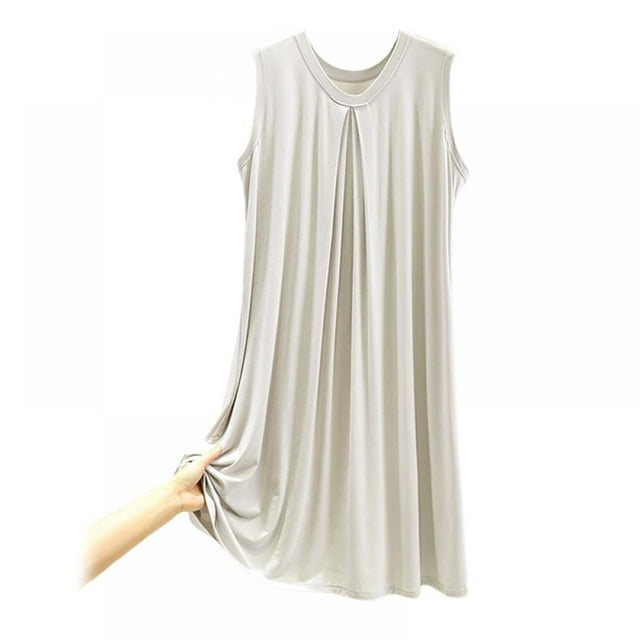 Modal Lingerie Chemise de Nuit Sans Manches pour Femmes, Robe de Nuit d'Été, Camisoles Unies