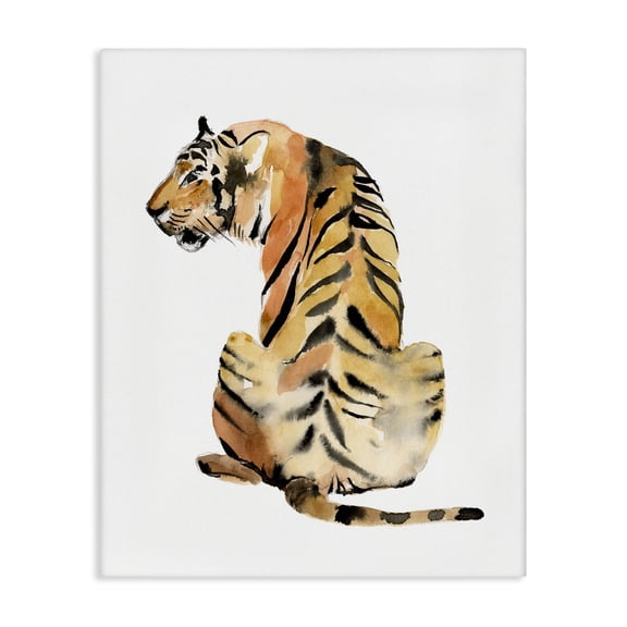 Stupell Industries Contemporary Tiger Posture Animal Watercolor Canvas Art, 24 x 30, by Jennifer Goldberger