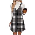 thumbnail image 5 of Plaid Dress for Women Winter Wool Blend Sleeveless Front Zip V Neck Tank A-Line Mini Dresses Christmas Outfits (2XL, Dark Gray), 5 of 6