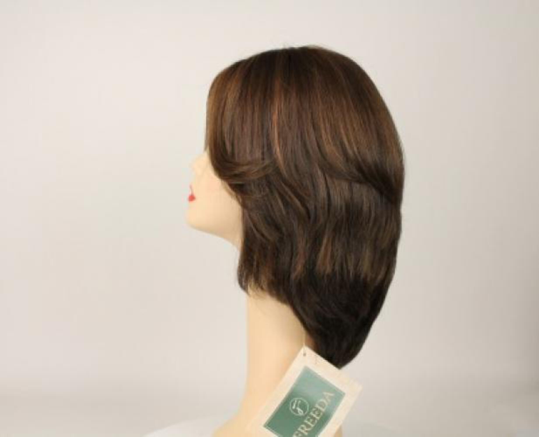 European Human Hair Freeda Wig Shlomit Medium Brown With Blonde Highlights Skin Top Size S