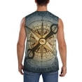 thumbnail image 4 of Lsque Vintage Compass Print Men's Cotton Blend Sleeveless Muscle Shirts (S-3XL)- Moisture Wicking, Odor Protection, UPF 30+,3X-Large, 4 of 8