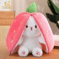 thumbnail image 2 of Lindo conejito de fresa reversible de peluche de juguete de dibujos animados kawaii animales de peluche de frutas suaves bebé conejo mini almohada muñeca regalos para niños, 2 of 5