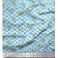 thumbnail image 1 of Soimoi Blue Cotton Voile Fabric Floral & Chameleon Reptile Print Fabric by the Yard 56 Inch Wide, 1 of 3
