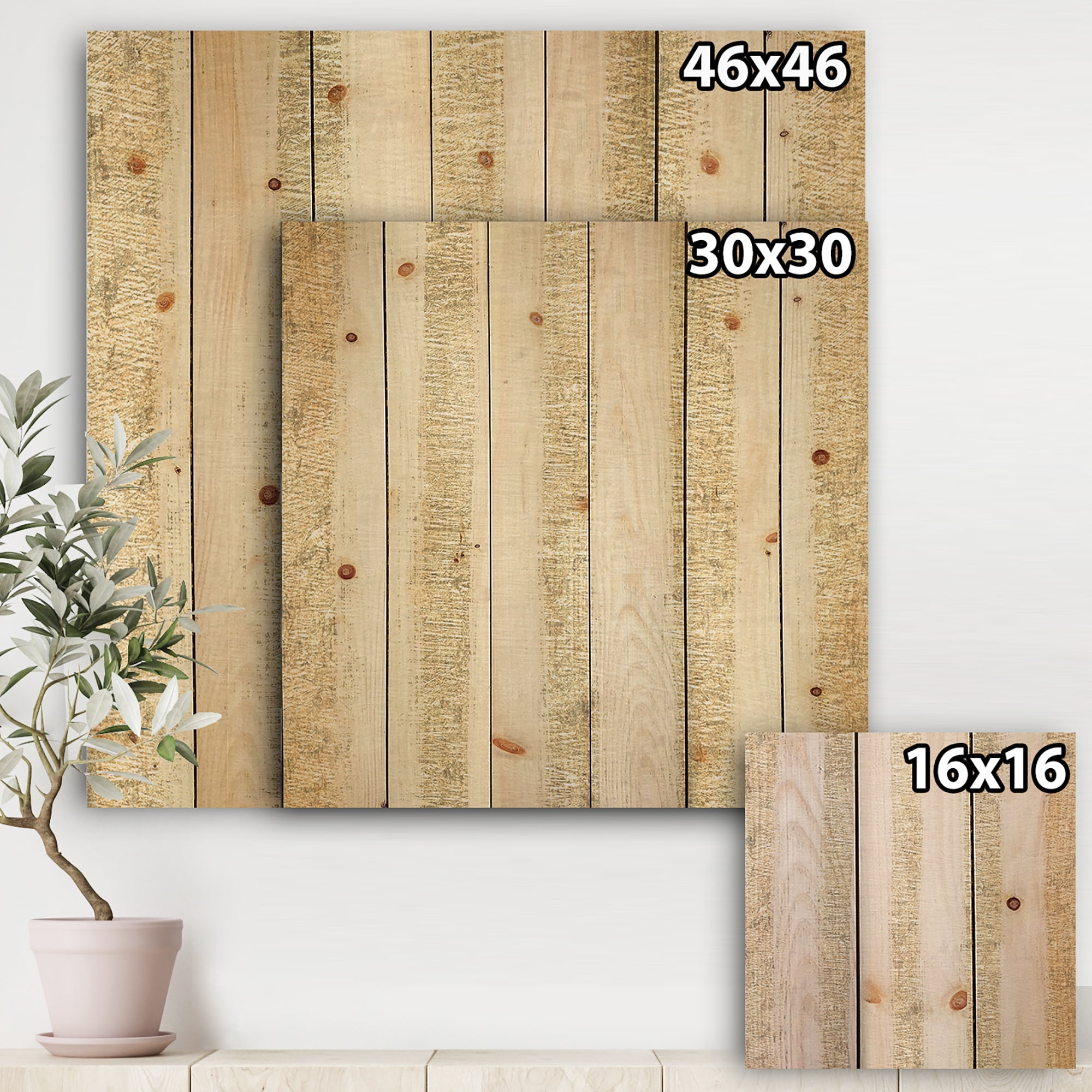 Designart 'Abstract Gold Glam Stipes Pattern' Modern Glam Print on Natural Pine Wood